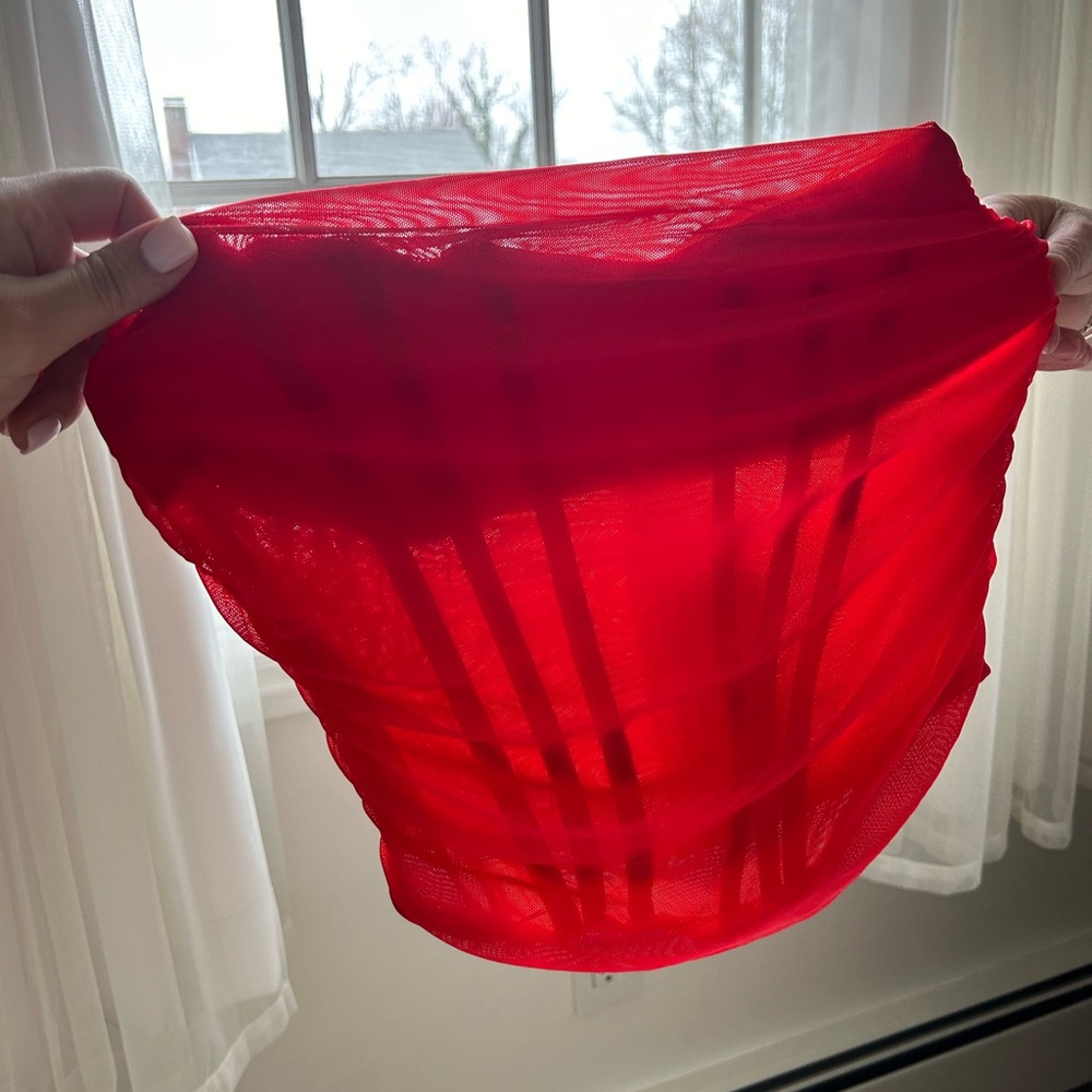 Vibrant Red Sheer corset crop top